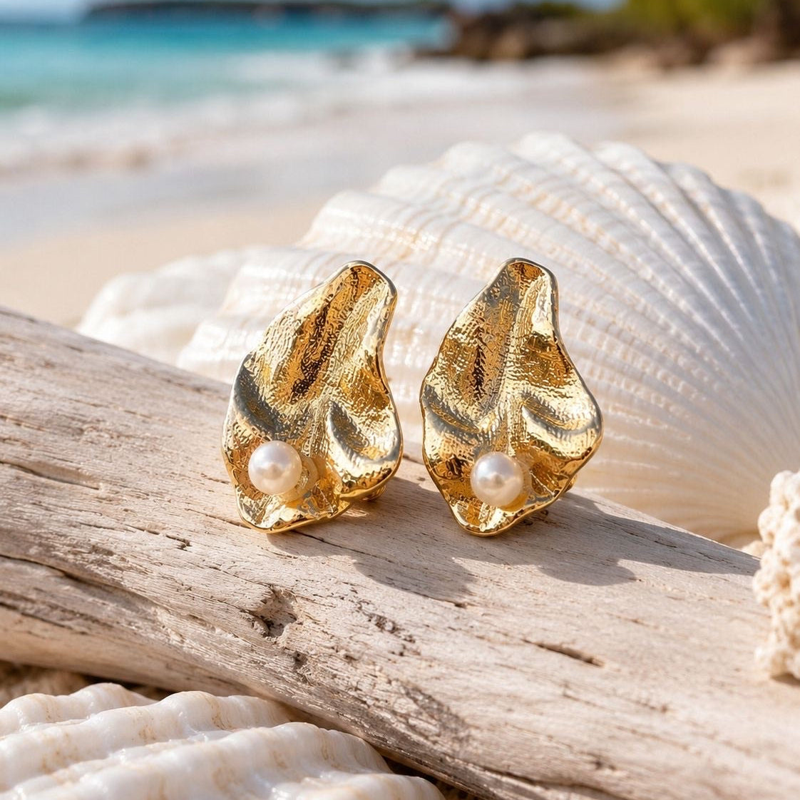 Pearl Leaf Studs