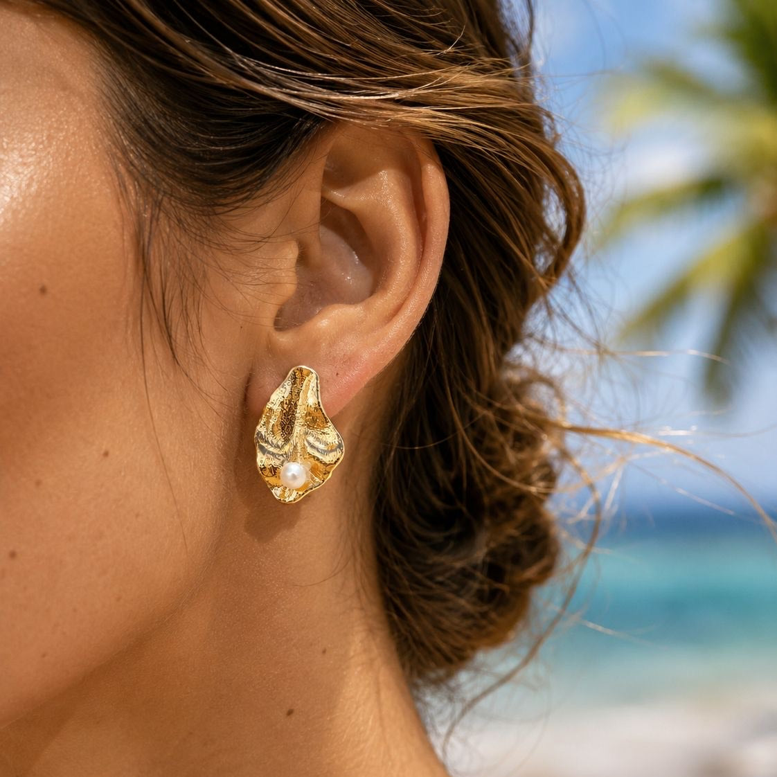 Pearl Leaf Studs