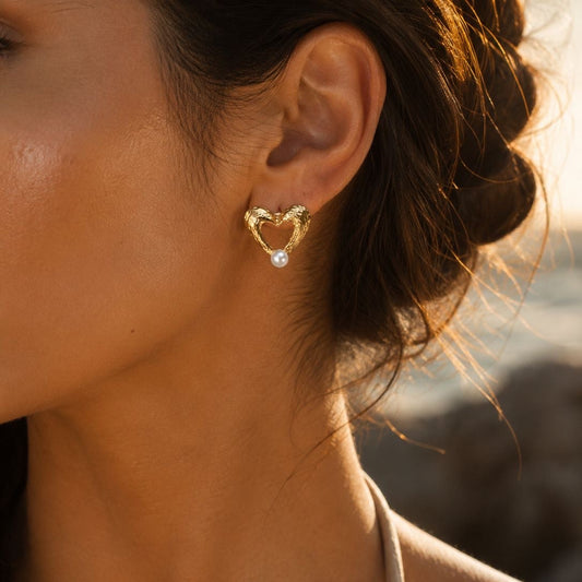 Pearl Heart Studs