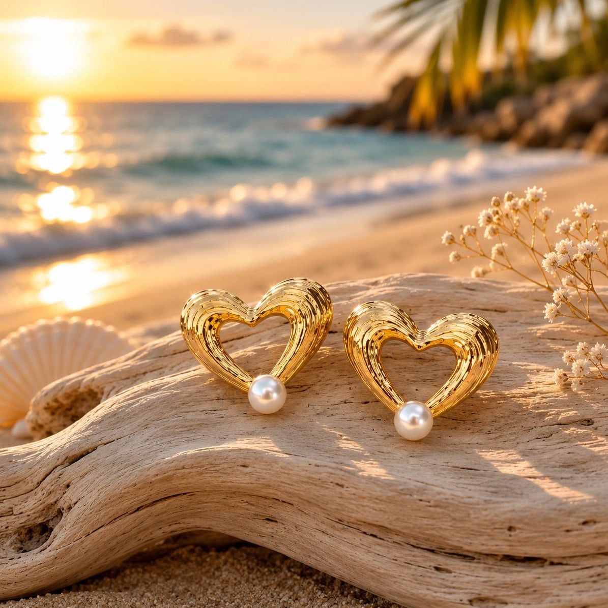 Pearl Heart Studs